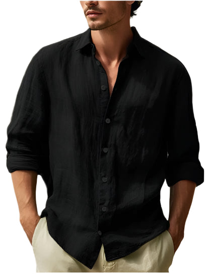 Men's Linen Shirt | Casual | Summer - Black