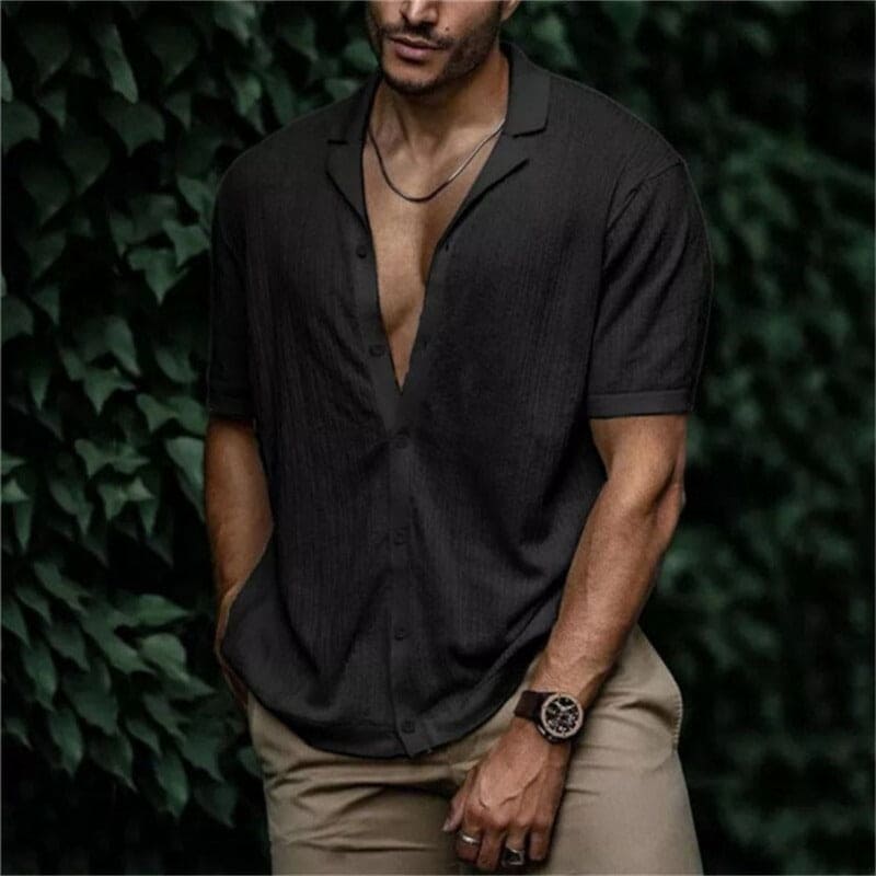 Men's Linen Shirt | Relaxed Fit | Breathable | Summer - Black