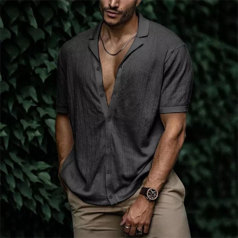 Men's Linen Shirt | Relaxed Fit | Breathable | Summer - Gray