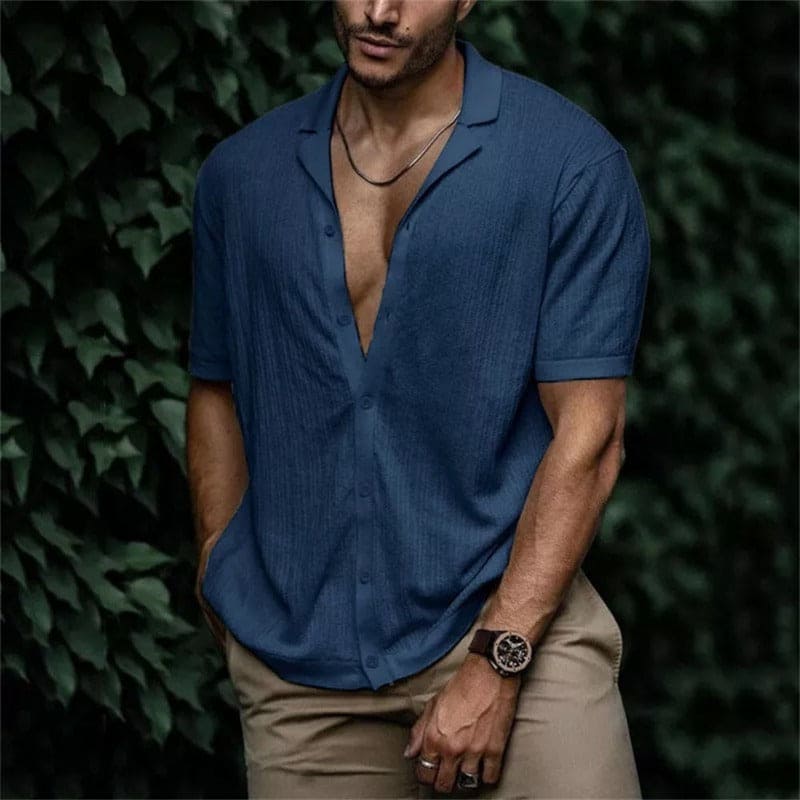Men's Linen Shirt | Relaxed Fit | Breathable | Summer - Navy