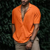 Men's Linen Shirt | Relaxed Fit | Breathable | Summer - Orange