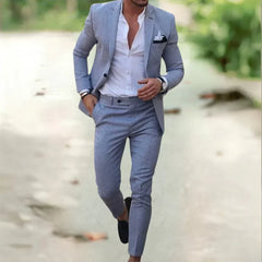 Men's Linen Suit | Tailored Fit | Summer - Gray