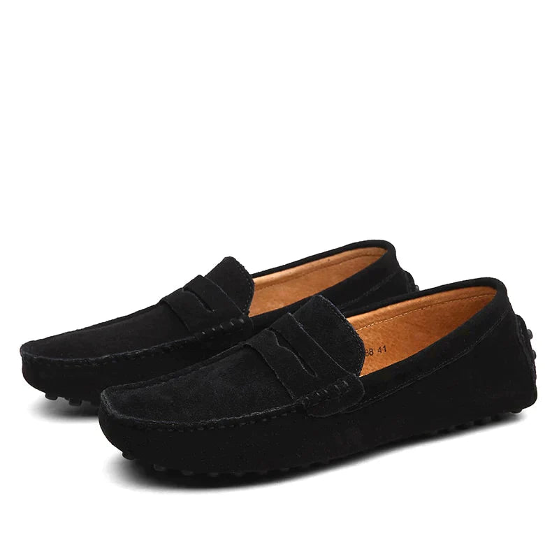Men's Loafers | Slip-On | Italian Suede | Spring - Black