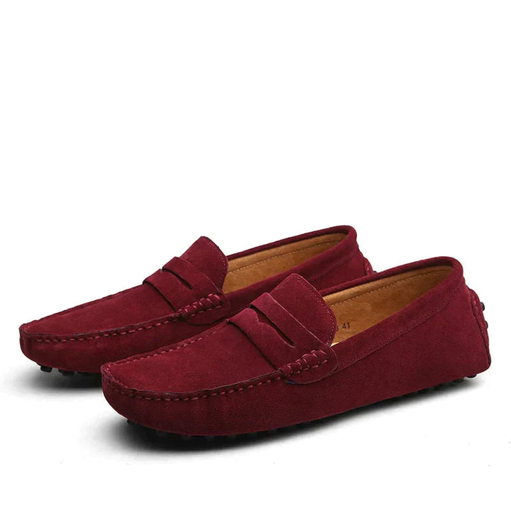 Men's Loafers | Slip-On | Italian Suede | Spring - Red