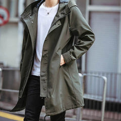 Men's Long Windproof Coat | Minimalist Design | Winter - Green