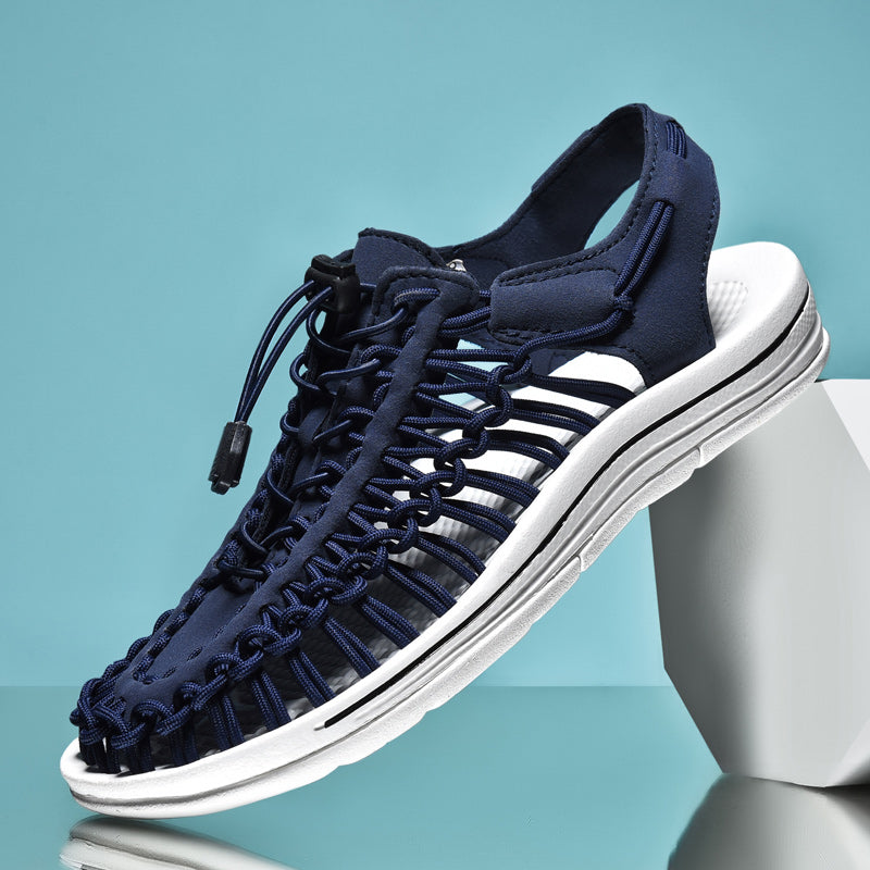 Men's Mesh Summer Sandals - Lightweight Breathable Beach Shoes - Navy