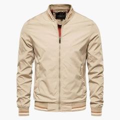 Men's Modern Bomber | Striped Collar | Autumn - Beige