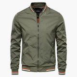 Men's Modern Bomber | Striped Collar | Autumn - Green