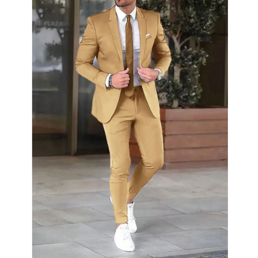 Men's Modern Slim Fit Suit - Tailored Elegance | Spring - Beige