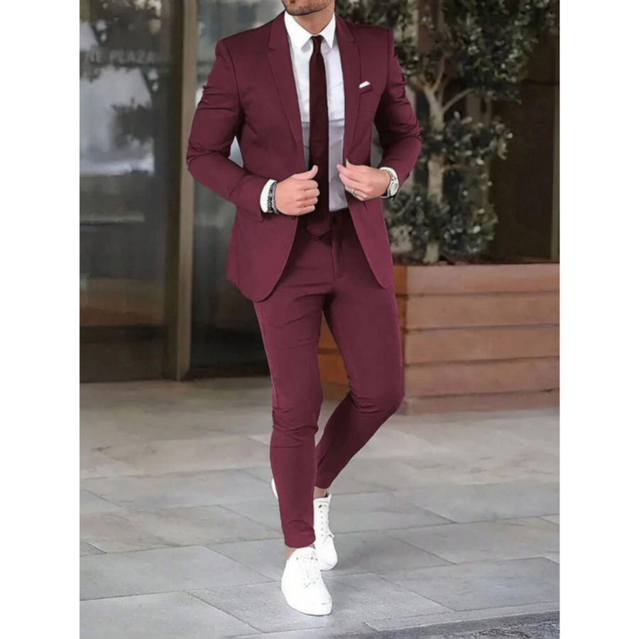 Men's Modern Slim Fit Suit - Tailored Elegance | Spring - Red
