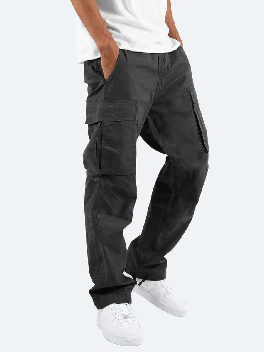 Men's Pants | Cargo Easy Fit | Multi-Pocket | Autumn - Black
