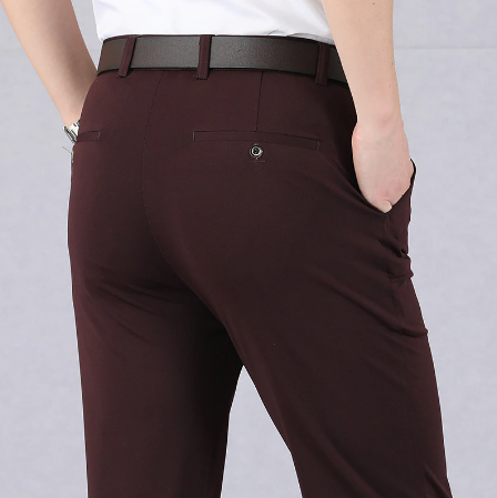 Men's Pants | Easy Fit | Stretch | Spring - Burgundy