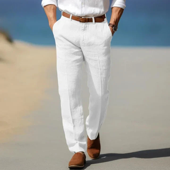 Men's Pants | Straight Fit | Structured | Summer - White