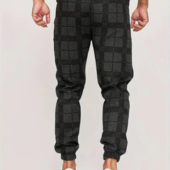 Men's Plaid Joggers | Modern Style | Autumn - Black
