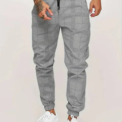 Men's Plaid Joggers | Modern Style | Autumn - Gray