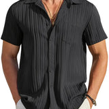 Men's Pleated Shirt | Modern Texture | Summer - Black