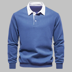 Men's Polo Collar Sweater | Classic Knit | Winter - Blue