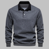 Men's Polo Collar Sweater | Classic Knit | Winter - Gray