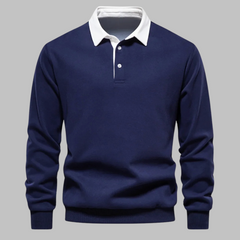 Men's Polo Collar Sweater | Classic Knit | Winter - Navy