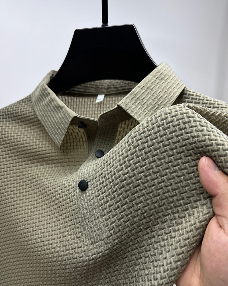 Men's Polo Shirt | Knit Button-Up | Autumn - Beige