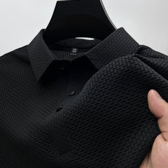Men's Polo Shirt | Knit Button-Up | Autumn - Black