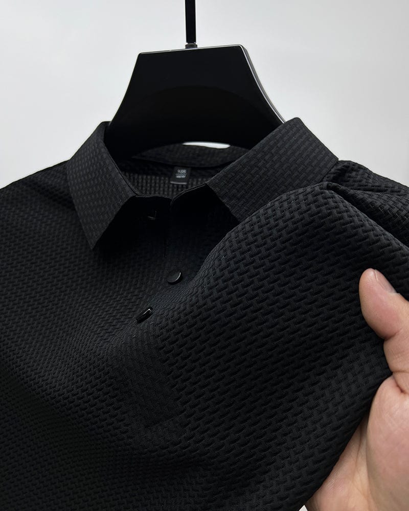Men's Polo Shirt | Knit Button-Up | Autumn - Black