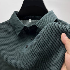 Men's Polo Shirt | Knit Button-Up | Autumn - Dark Green