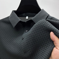 Men's Polo Shirt | Knit Button-Up | Autumn - Gray