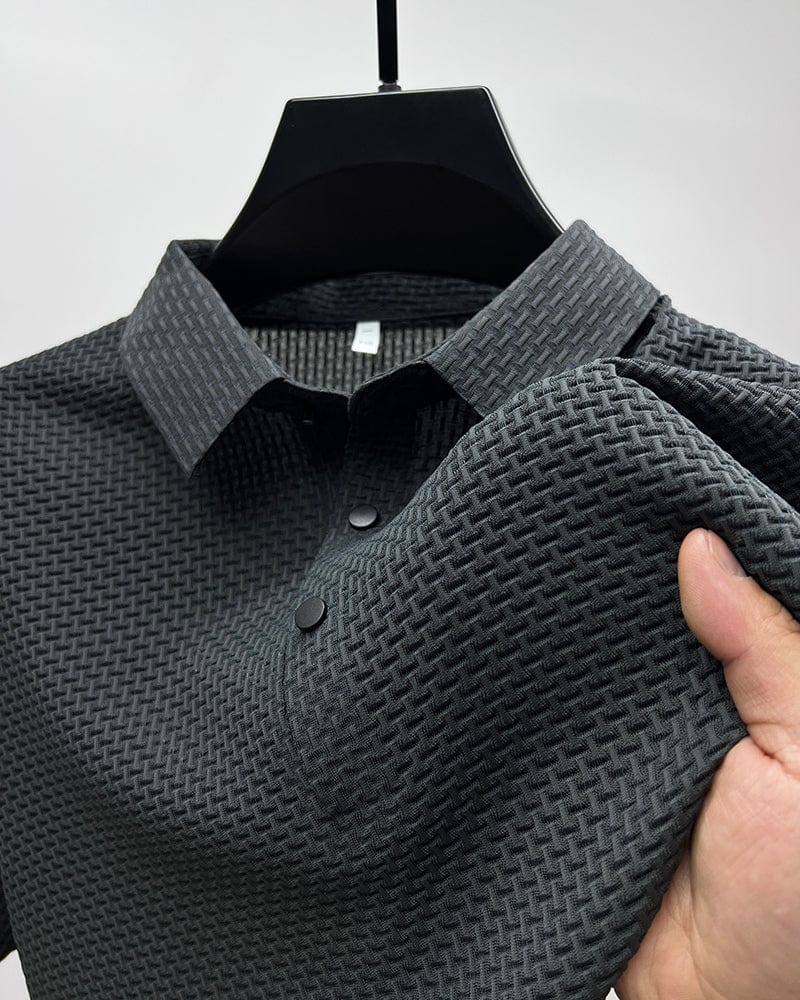 Men's Polo Shirt | Knit Button-Up | Autumn - Gray