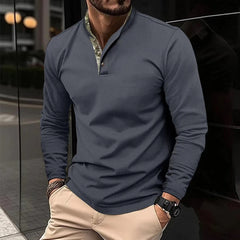 Men's Polo Shirt with Contrast Collar - Summer Style - Grey
