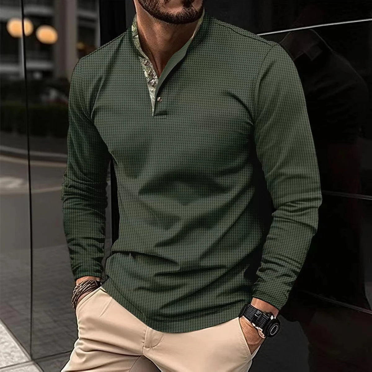 Men's Polo Shirt with Contrast Collar - Summer Style