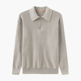 Men's Polo Sweater | Half Zip | Fine Knit | Autumn - Beige
