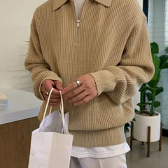 Men's Polo Sweater | Half Zip | Fine Knit | Autumn