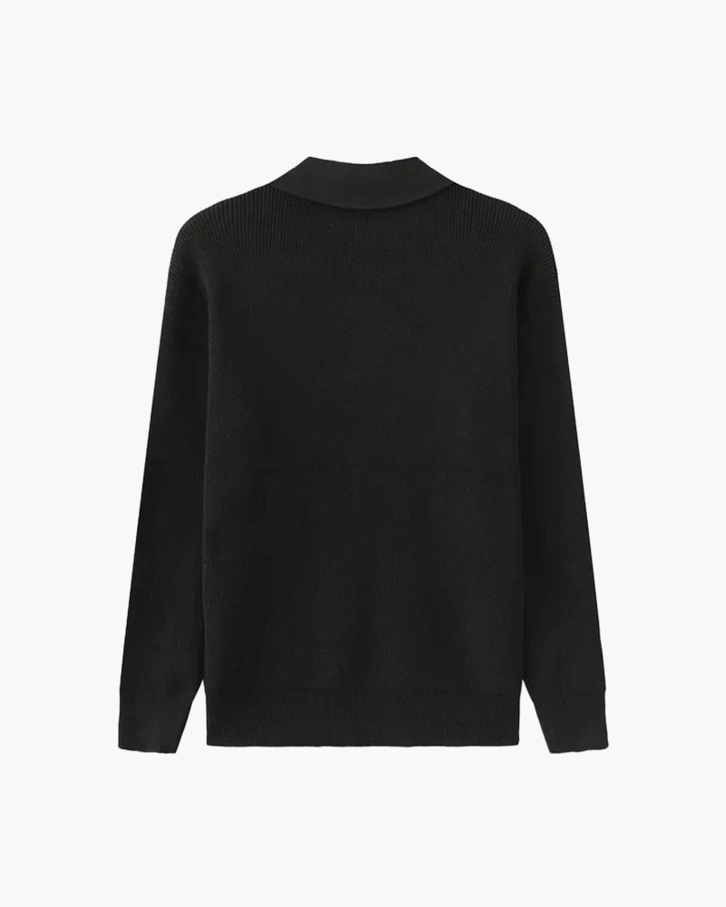 Men's Polo Sweater | Half Zip | Fine Knit | Autumn