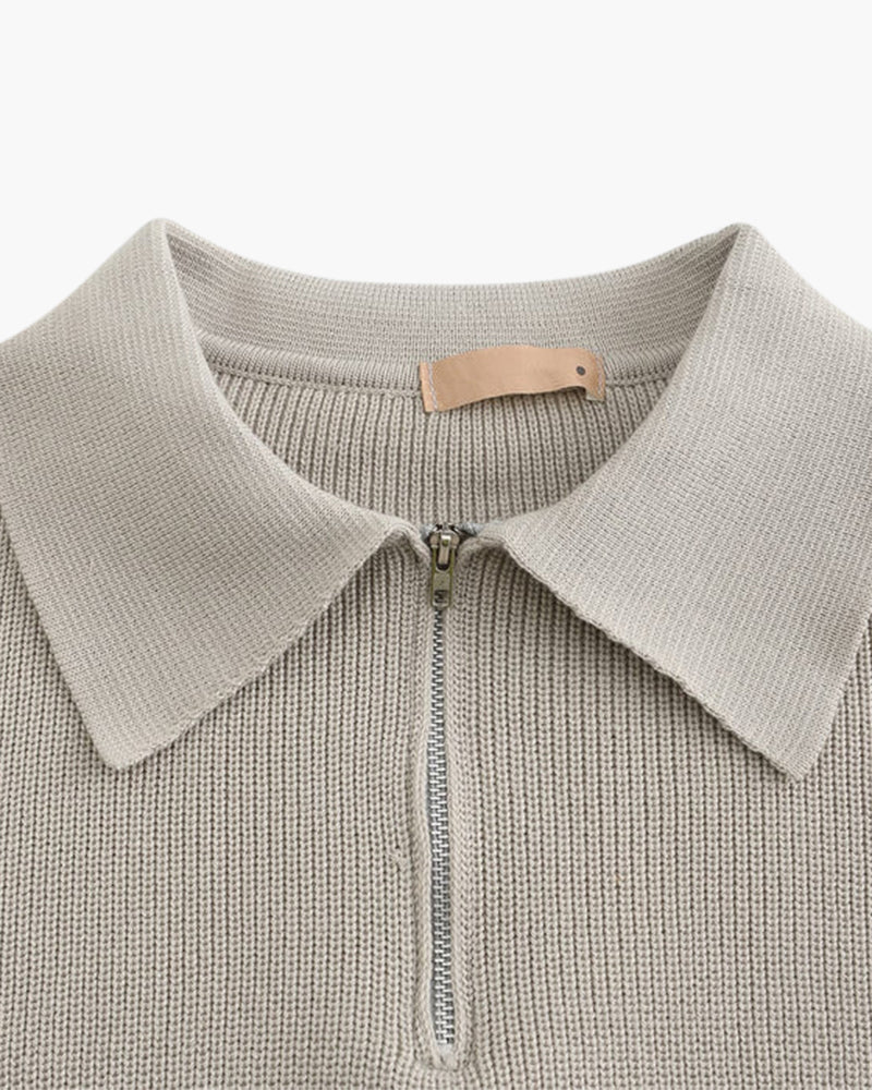 Men's Polo Sweater | Half Zip | Fine Knit | Autumn