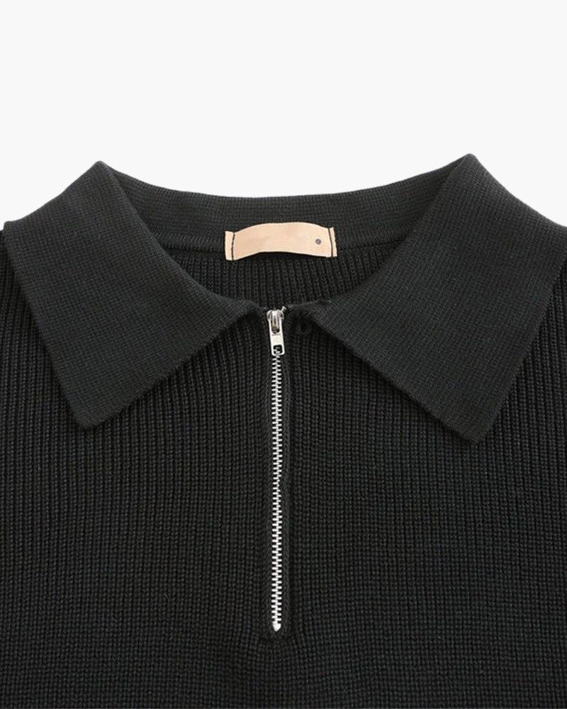 Men's Polo Sweater | Half Zip | Fine Knit | Autumn