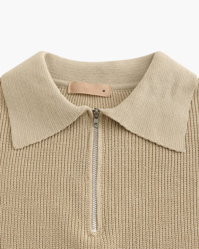Men's Polo Sweater | Half Zip | Fine Knit | Autumn