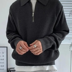 Men's Polo Sweater | Half Zip | Fine Knit | Autumn
