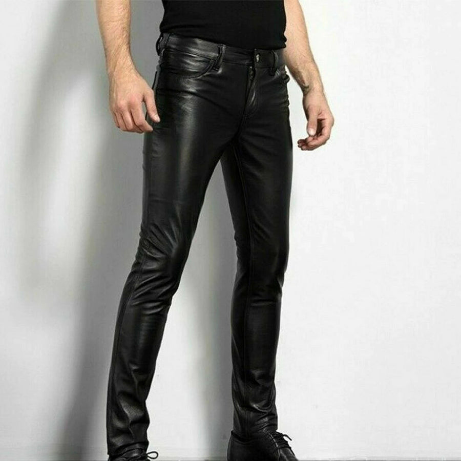 Men's PU Leather Pants | Slim Fit | Statement Style | Winter - Black