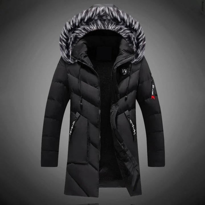 Men's Puffer Jacket | Long | Sherpa Lined | Winter - Black