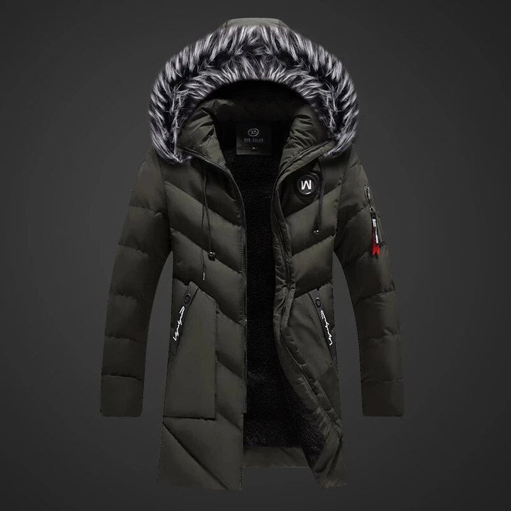 Men's Puffer Jacket | Long | Sherpa Lined | Winter - Green