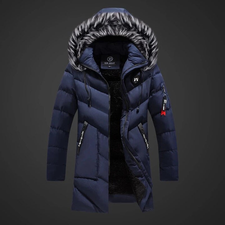 Men's Puffer Jacket | Long | Sherpa Lined | Winter - Navy