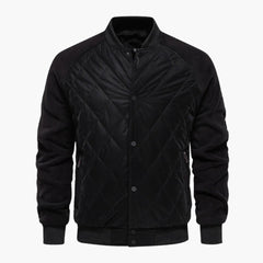 Men's Quilted Bomber | Fleece Sleeves | Winter - Black