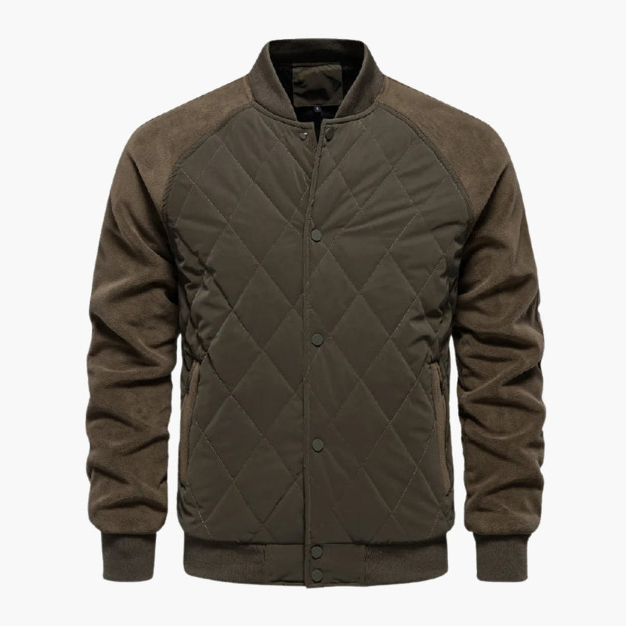 Men's Quilted Bomber | Fleece Sleeves | Winter - Green