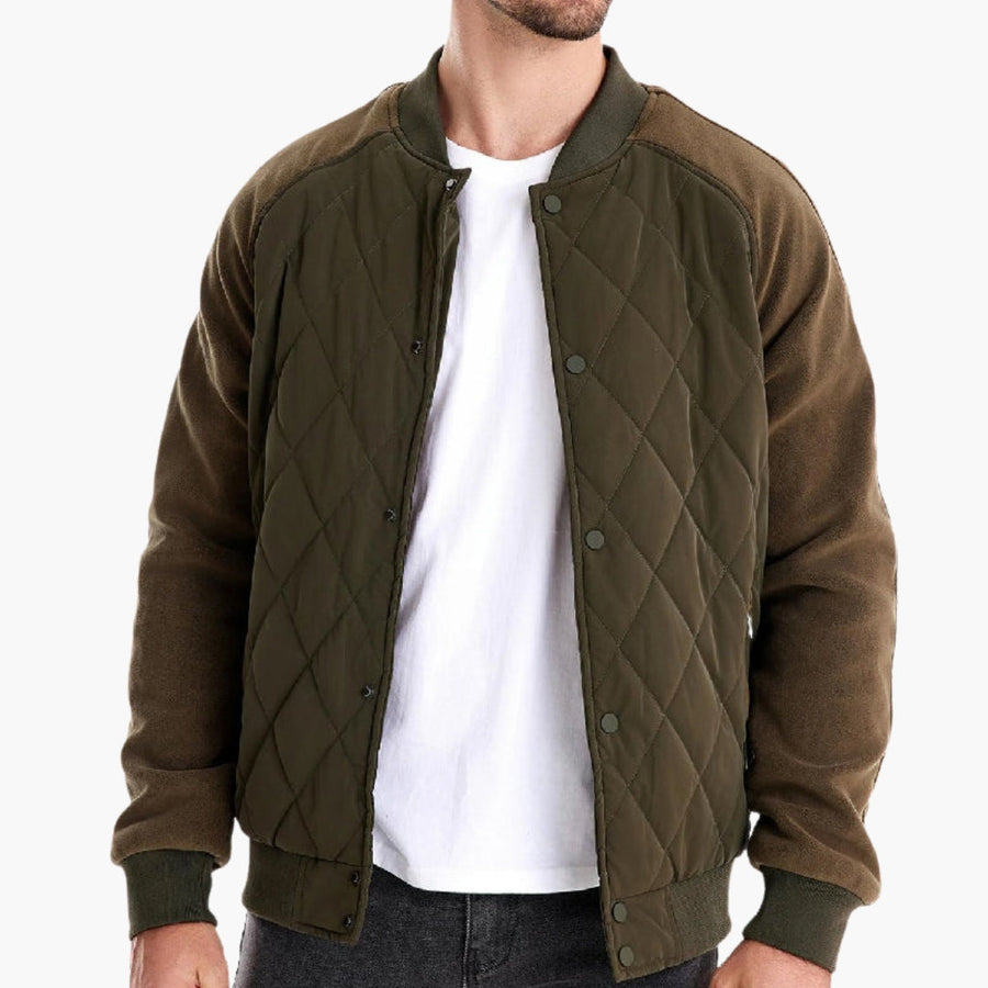 Men's Quilted Bomber | Fleece Sleeves | Winter