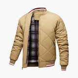 Men's Quilted Bomber | Geometric Matelassé | Winter - Cream