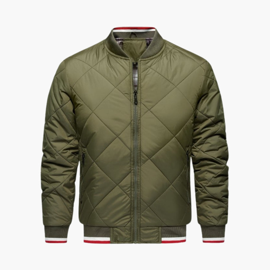 Men's Quilted Bomber | Geometric Matelassé | Winter
