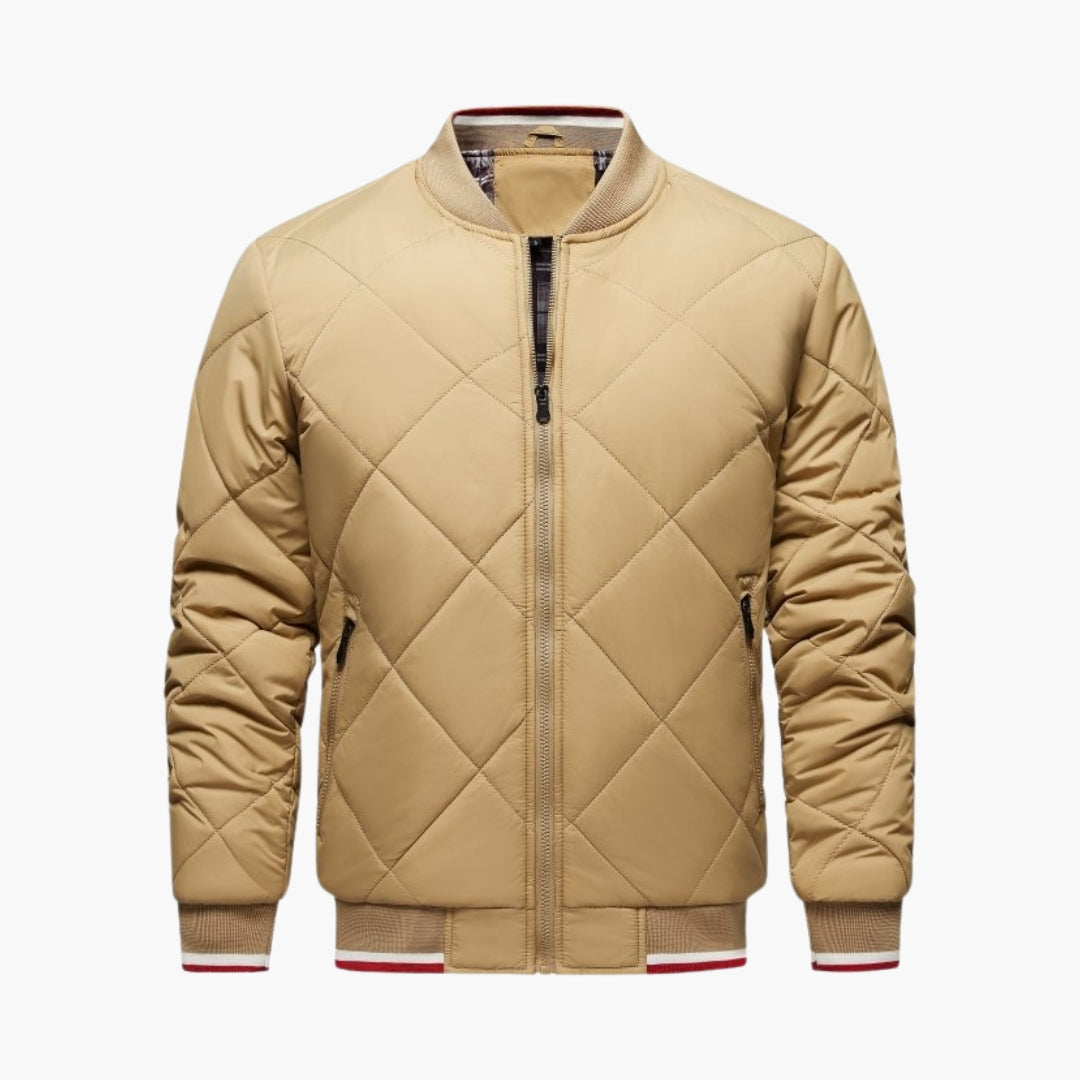 Men's Quilted Bomber | Geometric Matelassé | Winter