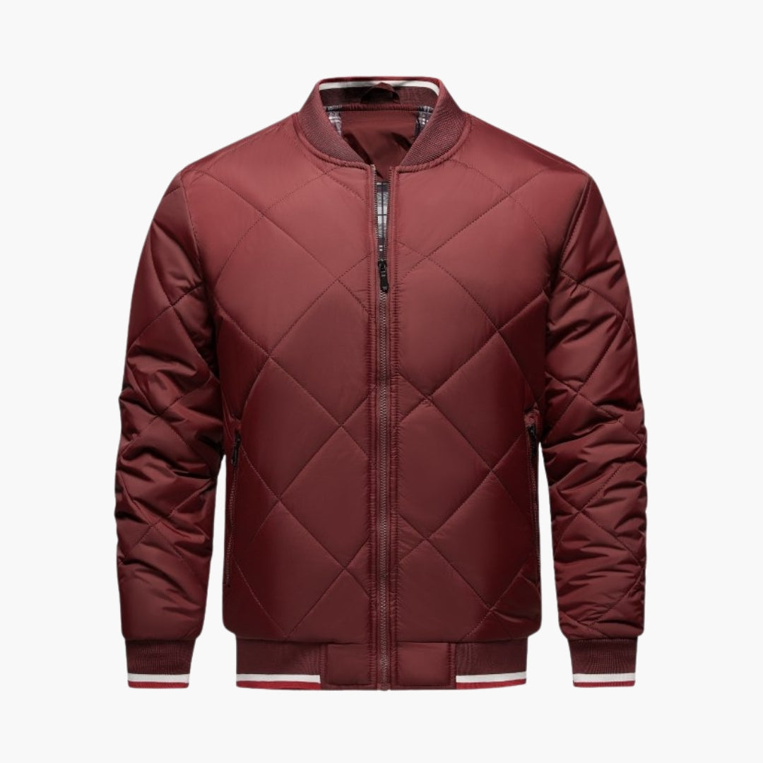 Men's Quilted Bomber | Geometric Matelassé | Winter