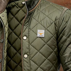 Men's Quilted Bomber Jacket Stand Collar Snap Button - Green | Autumn